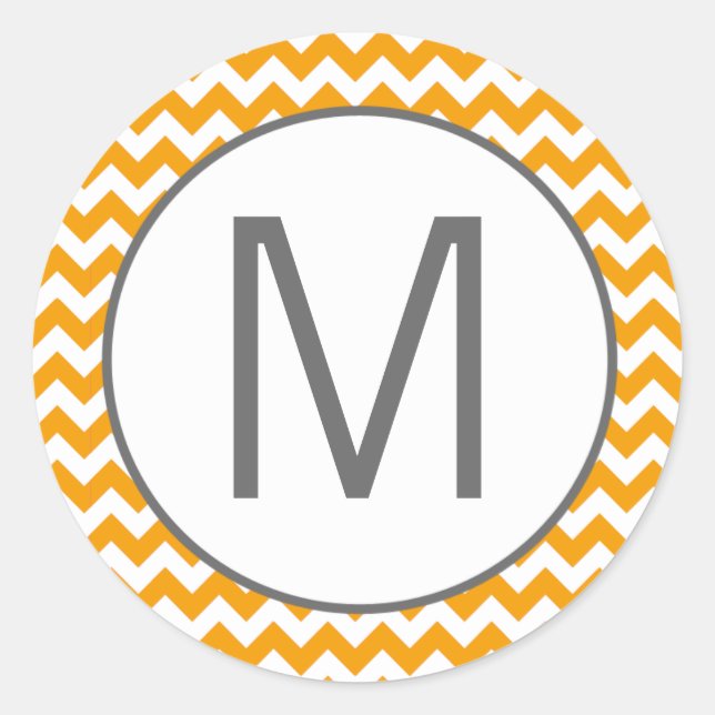 Sticker Rond 20 - 1,5 Enveloppe Sceau gris jaune Chevron (Devant)