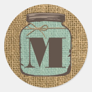 Sticker Rond 20 - 1,5 Enveloppe Sceau Mason Jar Burlap Pays