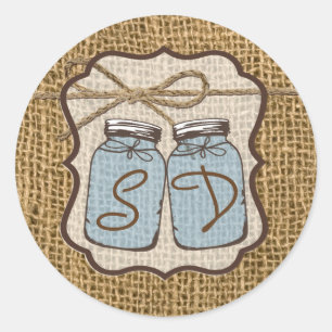 Sticker Rond 20 - 1,5 Enveloppe Sceau Mason Jar Burlap Pays