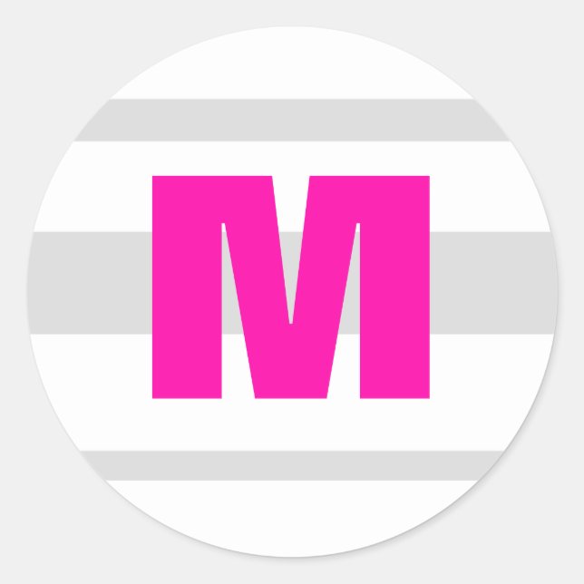 Sticker Rond 20 - 1,5 Enveloppe Sceau moderne néon rayé rose (Devant)