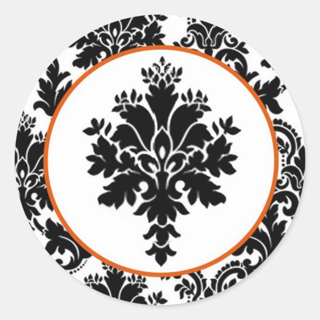 Sticker Rond 20 - 1,5 Enveloppe Sceau noir Orange Dentelle Dama (Devant)
