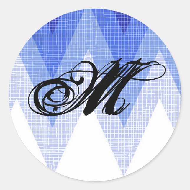 Sticker Rond 20 - 1,5 Enveloppe Sceau Ombre bleu Chevron (Devant)