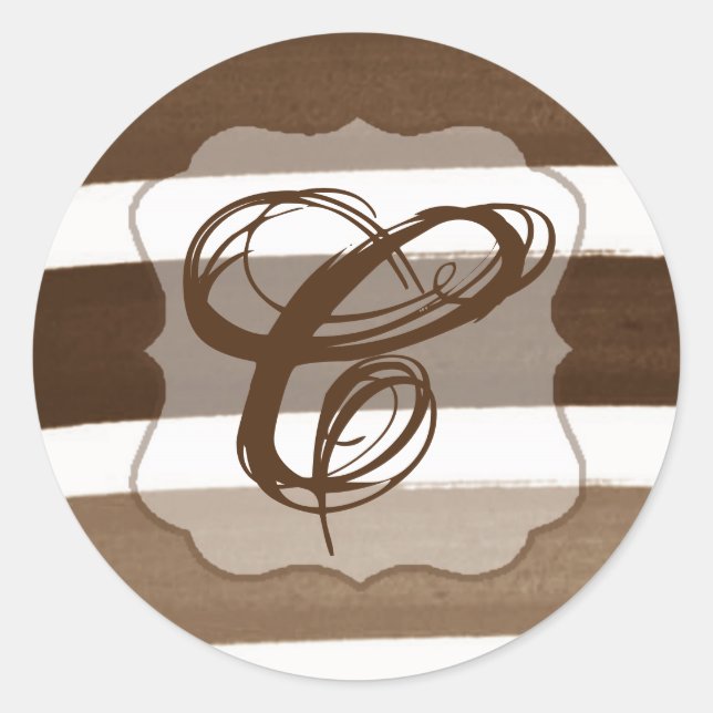 Sticker Rond 20 - 1,5 Enveloppe Sceau Ombre Stripe Brown (Devant)