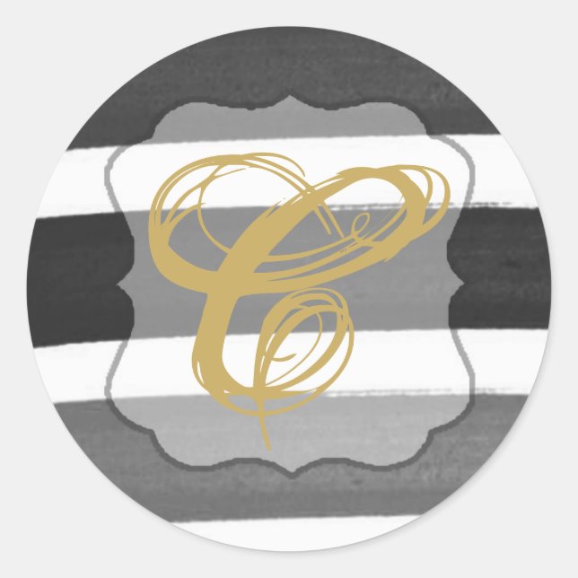 Sticker Rond 20 - 1,5 Enveloppe Sceau Ombre Stripe Ligne Noire (Devant)