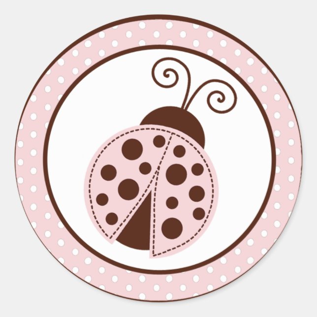 Sticker Rond 20 - 1,5" Enveloppe Sceau rose Ladybug (Devant)
