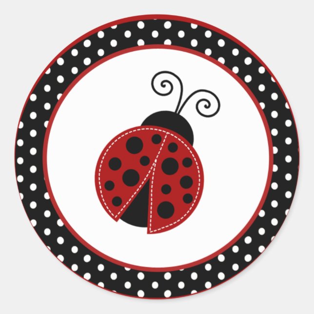Sticker Rond 20 - 1,5" Enveloppe Sceau Rouge Ladybug (Devant)