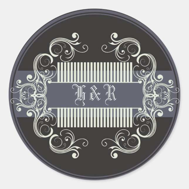 Sticker Rond 20 - 1,5 Enveloppe Seal Black Cravate Affair Grey  (Devant)