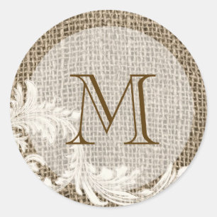 Sticker Rond 20 - 1,5 Enveloppe Seal Burlap Lace Pays Wester