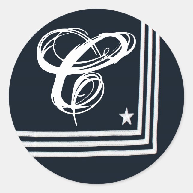 Sticker Rond 20 - 1,5 Enveloppe Seal Marine - Robe d'été Blues (Devant)