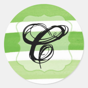 Sticker Rond 20 - 1,5 Enveloppe Seal Ombre Stripe Green Line