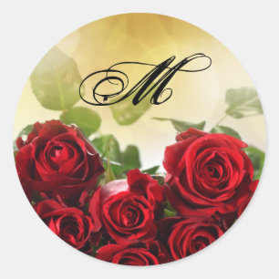 Sticker Rond 20 - 1,5 Enveloppe Seal Red Rose Bouquet Bridal