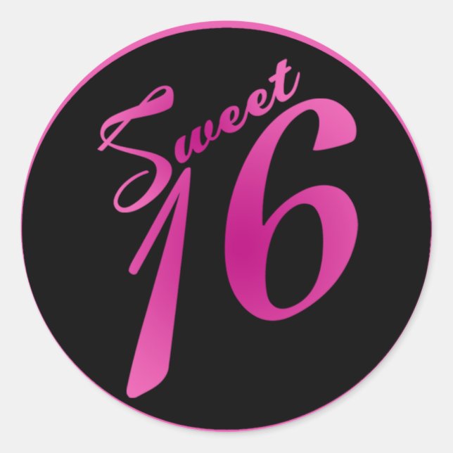 Sticker Rond 20 - 1,5" Enveloppe Seal Sweet 16 Rose Black Party (Devant)