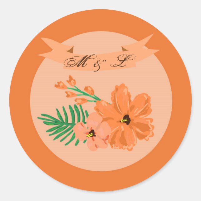 Sticker Rond 20 - 1,5 Fleur Hibiscus de printemps de l'envelopp (Devant)