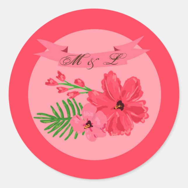 Sticker Rond 20 - 1,5 Fleur Hibiscus de printemps de l'envelopp (Devant)