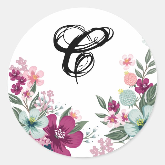 Sticker Rond 20 - 1,5 Fleurs tropicales du sceau d'enveloppe en (Devant)