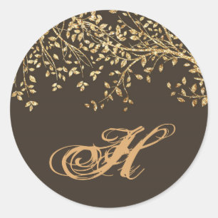 Sticker Rond 20 - 1,5 Huile d'or de phoque d'enveloppe Arbre au