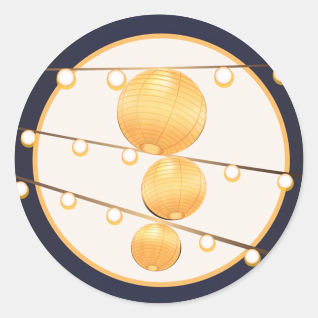Sticker Rond 20 - 1,5 Lanternes en papier d'enveloppe sur papie (Devant)