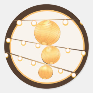 Sticker Rond 20 - 1,5 Lanternes en papier d'enveloppe sur papie