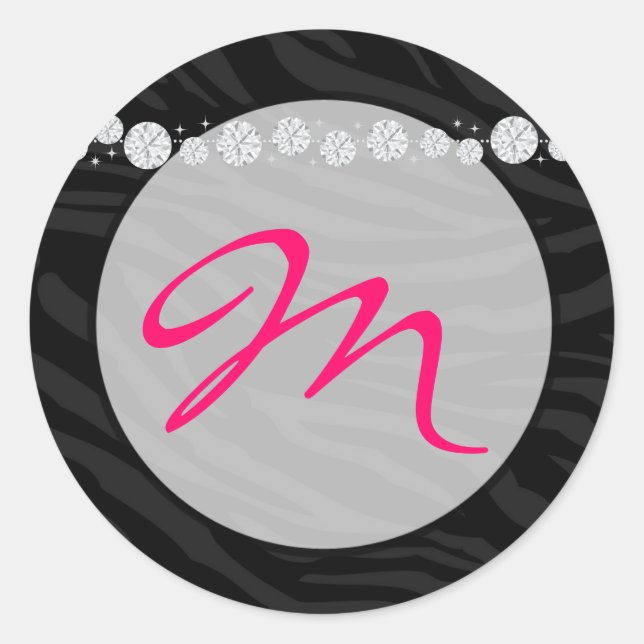 Sticker Rond 20 - 1,5 Monogramme de joint d'enveloppe Zebra Dia (Devant)