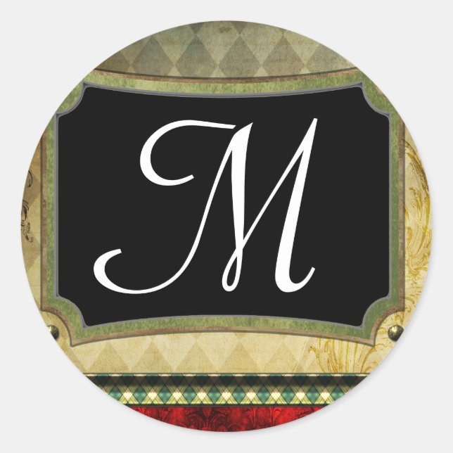 Sticker Rond 20 - 1,5 Monogramme de phoque d'enveloppe Noël XMA (Devant)