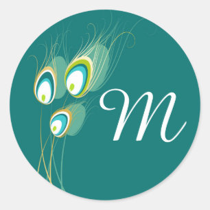 Sticker Rond 20 - 1,5 Pouce Enveloppe Phoques Peacock Bleu Plum