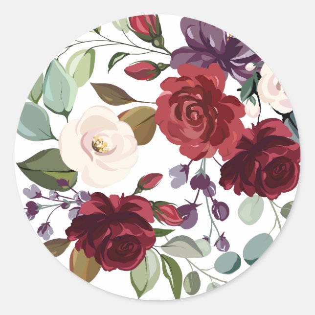 Sticker Rond 20 - 1,5 Roses de scellés à enveloppe blanche avec (Devant)