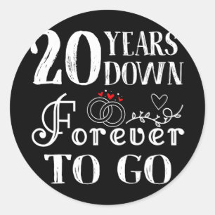 Sticker Rond 20 Ans À Partir Pour Toujours Couple 20E Mariage A