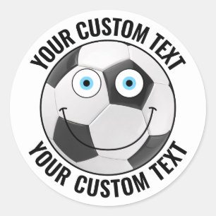 Sticker Rond 20 Balle de Football Texte personnalisé Visage heu