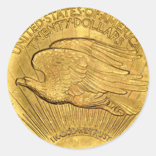 Sticker Rond 20 Dollar Eagle Gold Piece classique collant rond