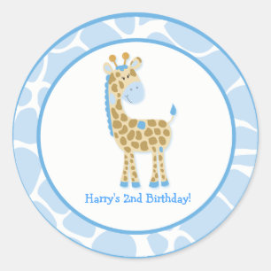 Sticker Rond 20 Toppers Cupcake personnalisables Jungle Giraffe