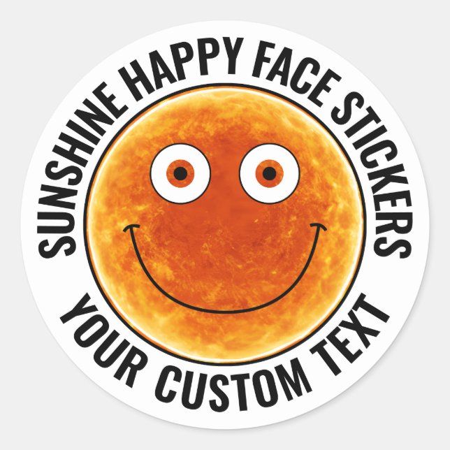 Sticker Rond 20 x visage heureux Sunshine Texte personnalisé (Devant)