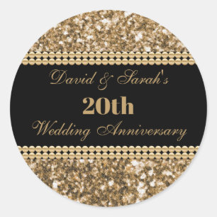 Sticker Rond 20e anniversaire de Mariage Célébration Parties sc