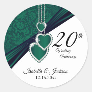 Sticker Rond 20e Mariage émeraude