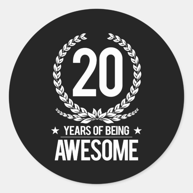 Sticker Rond 20ème Anniversaire (20 ans d'être impressionnants) (Devant)
