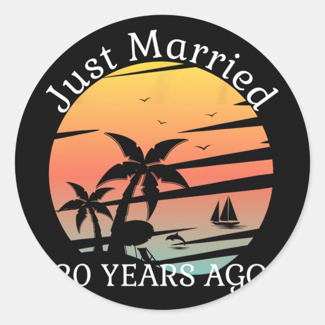 Sticker Rond 20ème anniversaire de Mariage Croisière juste mari (Devant)