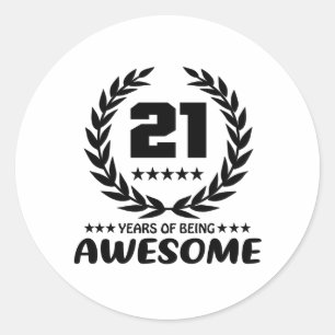Sticker Rond 21 ans d'être génial