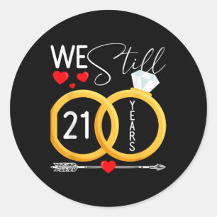 Sticker Rond 21 Ans Encore Mariés 21ème Mariage Annivers
