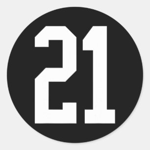 Sticker Rond #21 Blanc Numéro 21 Style Ventilateur sportif