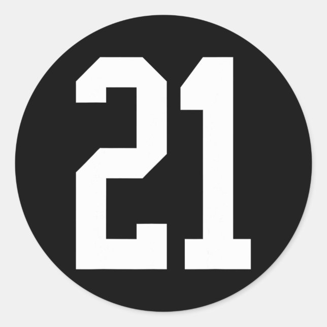 Sticker Rond #21 Blanc Numéro 21 Style Ventilateur sportif (Devant)
