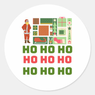 Sticker Rond 21.Ho Ho Ho Père Noël rire visage joyeux Noël