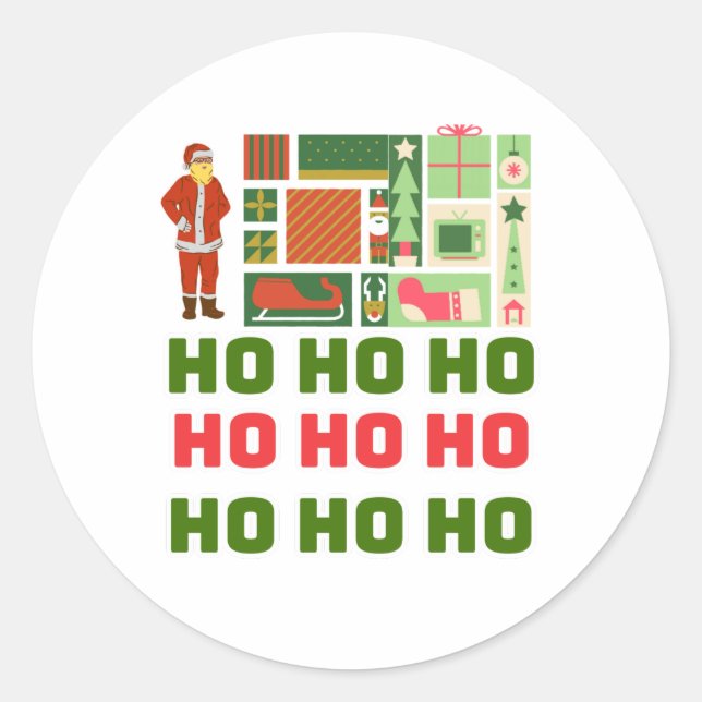 Sticker Rond 21.Ho Ho Ho Père Noël rire visage joyeux Noël (Devant)