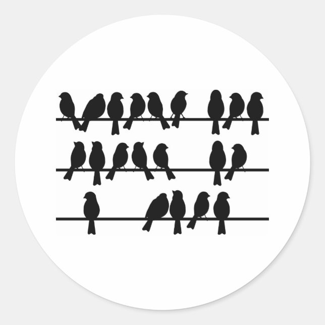 Sticker Rond 21 Oiseaux Sur Un Fil (Devant)
