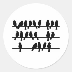 Sticker Rond 21 Oiseaux Sur Un Fil