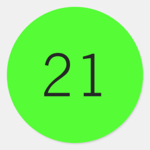 Sticker Rond 21 Vingt et un Neon Vert Couleur d'âge 2023