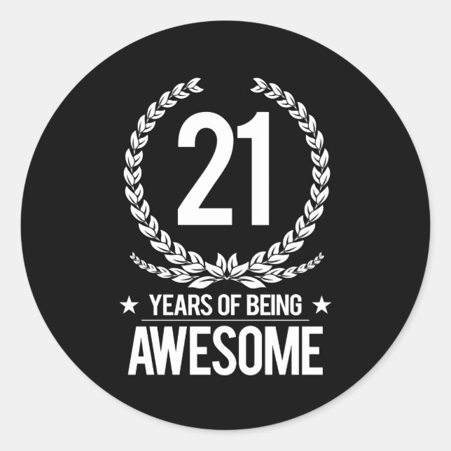 Sticker Rond 21e anniversaire (21 ans d'être génial) (Devant)
