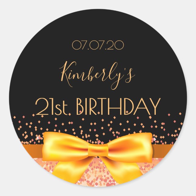 Sticker Rond 21e anniversaire arc en or noir (Devant)
