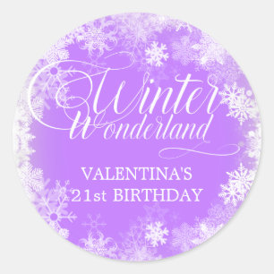 Sticker Rond 21e Anniversaire Wonderland Snowflake Favor