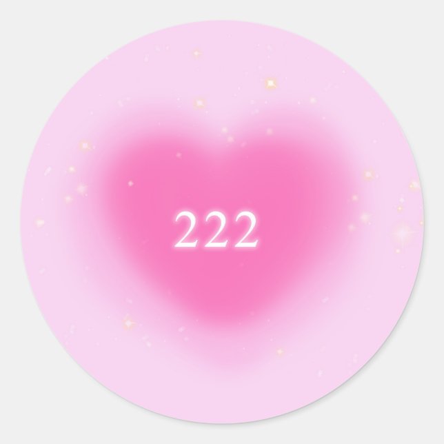Sticker Rond 222 Moderne Coeur rose Numéro d'ange esthétique (Devant)