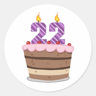 Sticker Rond 22 ans sur le gâteau d'anniversaire