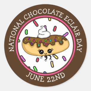 Sticker Rond 22 juin Journée nationale des Éclair au chocolat